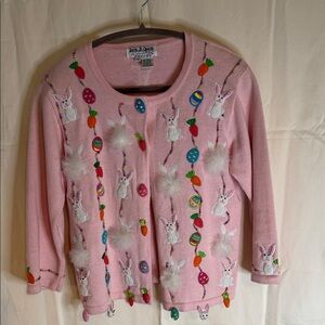 Jack & Jill Pink Embroidered Bunny Cardigan Sweater